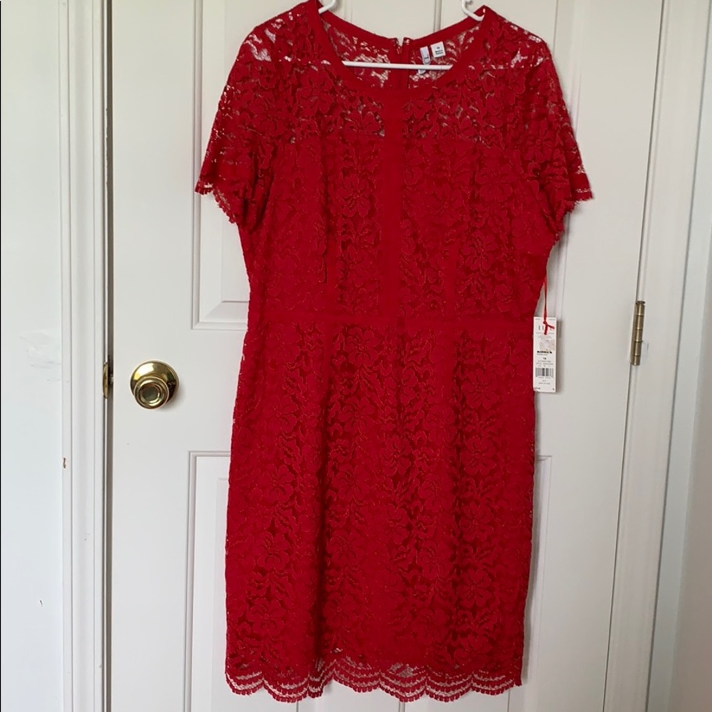 Red lace dress originally purchased at Kohl’s.